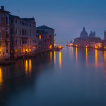 Venice. Dawn view from Ponte dell Academia over the Canale Grande.